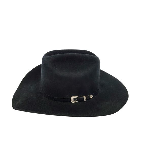 Resistol Self Conforming 7 1/4 Black Premium Wool Cowboy Hat Belted Brim XX - Picture 1 of 11